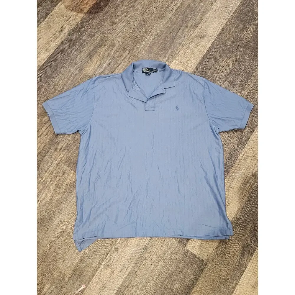 Polo Ralph Lauren mens xxl herringbone polo shirt short sleeve light blue